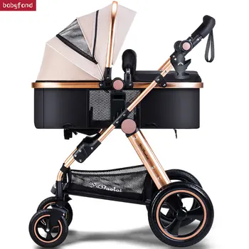 

USA free shipping! Baby Stroller High Landscape Can Sit And Lie trolley high quality Folding Baby Cart Children's pram