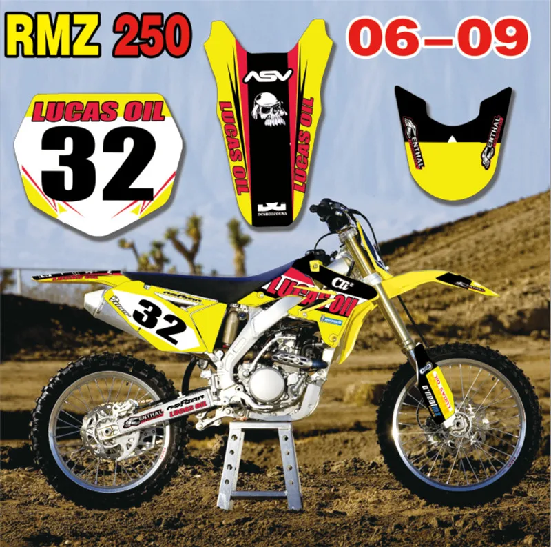 

Free Customized Number 32 Yellow Gloss GRAPHICS Complete Set DECALS STICKER for Suzuki RMZ250 2006 - 2009 2007 2008 RMZ 250