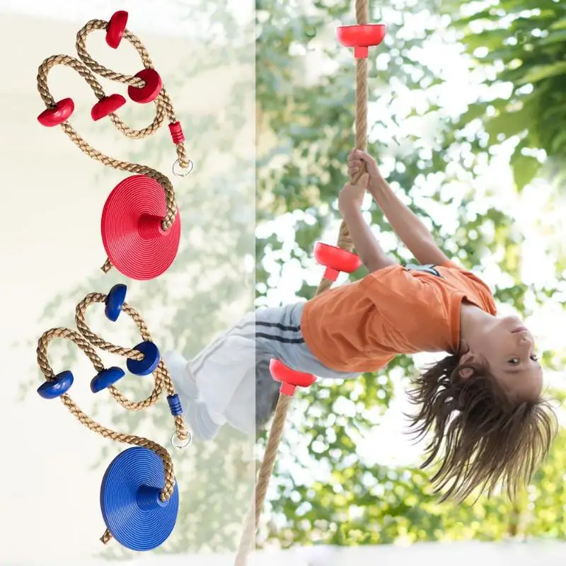 

Jungle Gym Climbing Rope with Platforms and Disc Swing Seat Fitness Swing Set Accessories Kids Swing Seat Toy