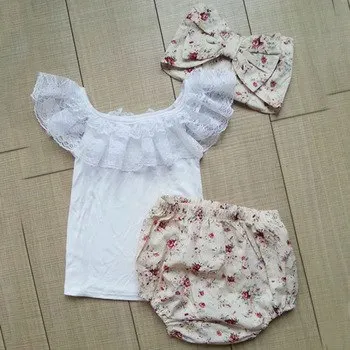 3PCS/Set Baby girl clothes Summer Brand kids clothes baby girls clothing sets lace vest + shorts infant clothing