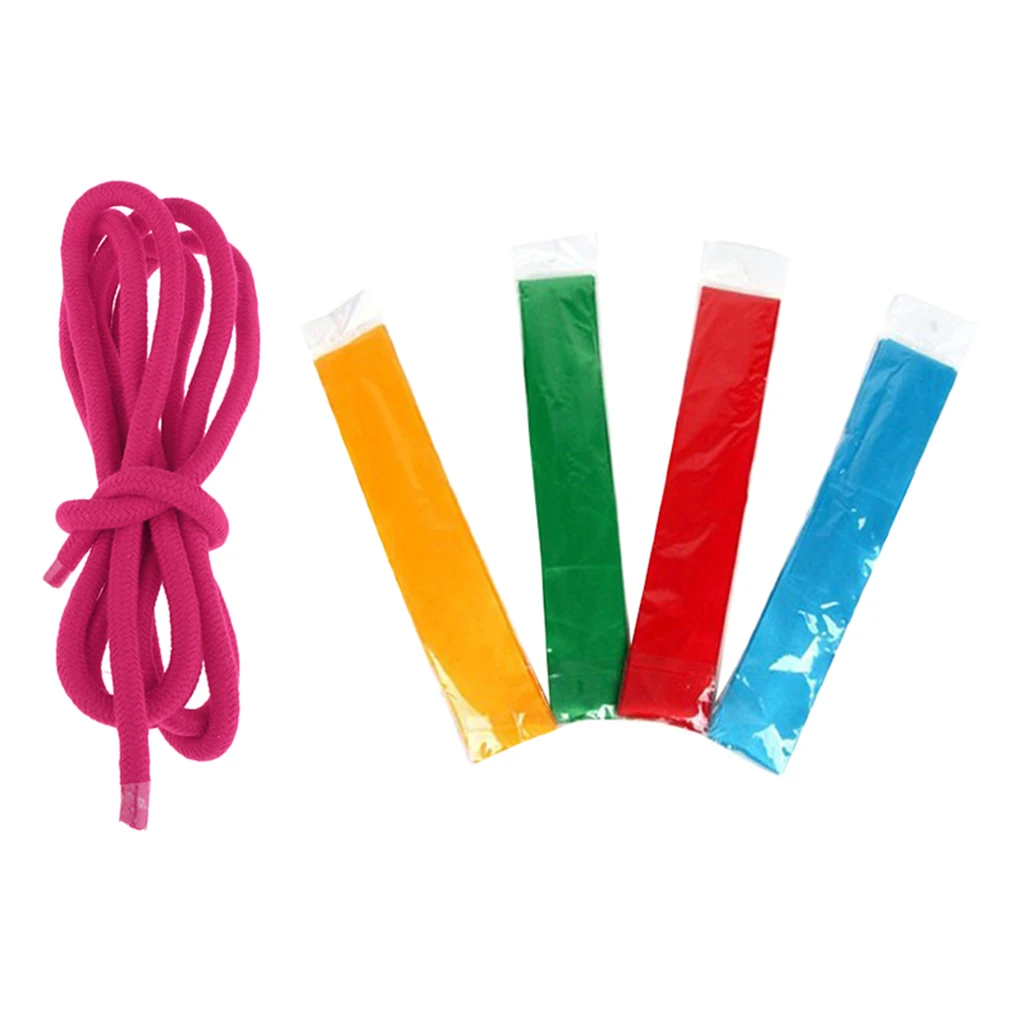 Gymnastics Rope Solid Color Cotton Rope with 4 Pcs Rhythmic Gymnastics Ribbon for Artistic Gymnastics Training