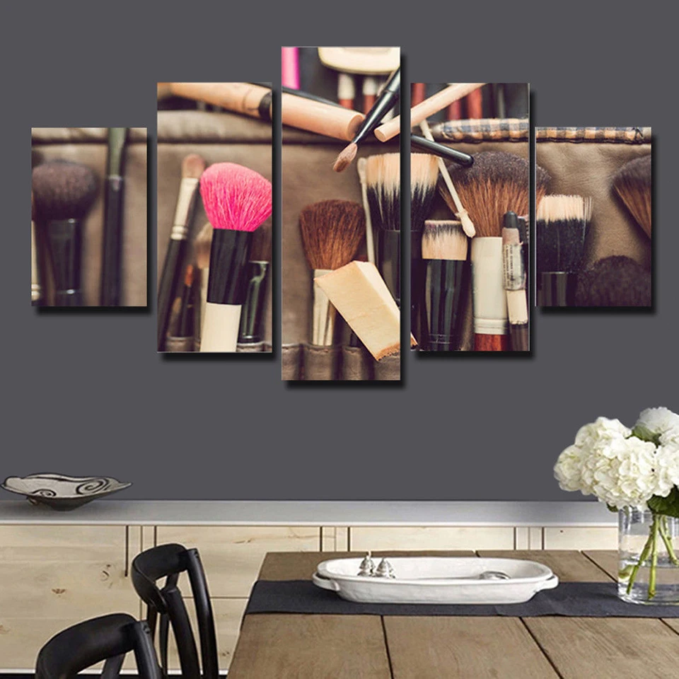 

HD Home Decor Modern Canvas Living Room 5 Panel Colour Makeup Tools Pictures Painting Wall Art Modular Printed Poster Frame