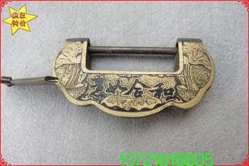 

Antique old copper hardware lock, China cross bolt lock, open padlock
