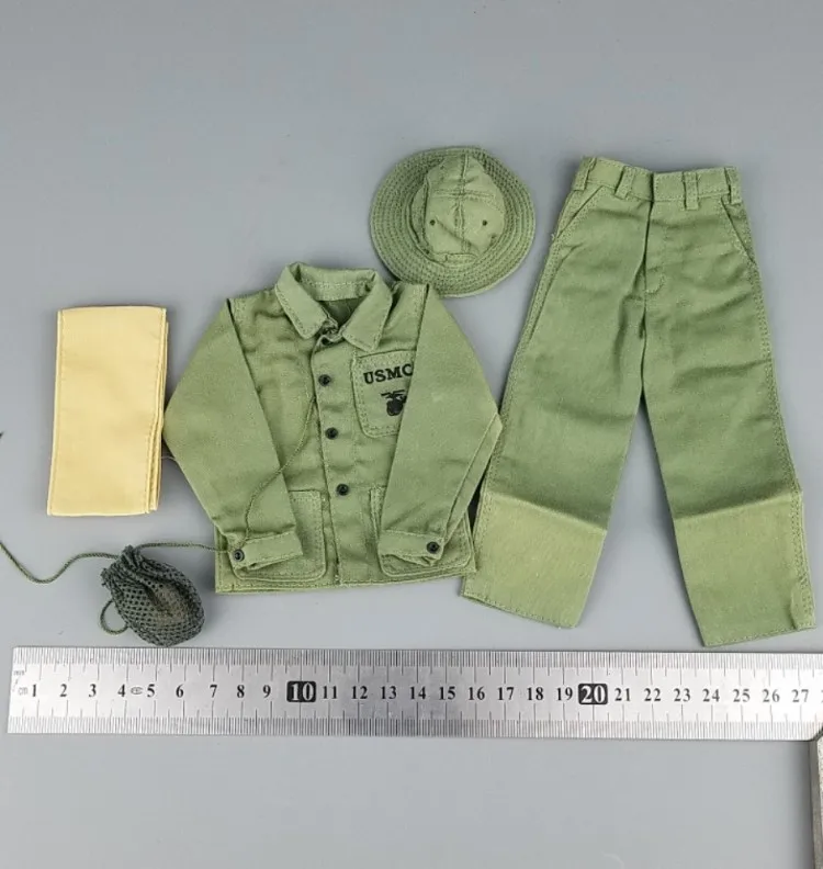 

1/6 WWII US Army Green Jacket Coat Pants Set Hat DIY Accessories for 12''Action Figures Bodies