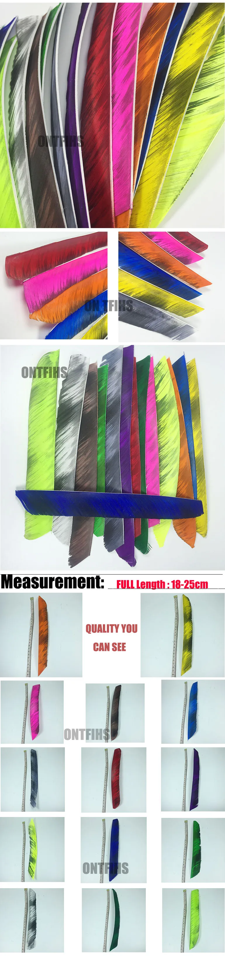 Real da Pena do Peru Fletches-frente e Verso Ontfihs Multicolor Misturada Comprimento Total Fletching Archery Pena 50 Pcs Cor 3 Archery Pena Fletches-Frente E Verso