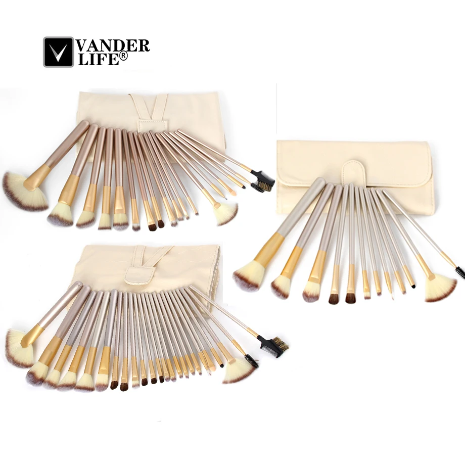 

12/18/24pcs Professional Makeup Brushes Set Kit Woman's Foundation Powder Eyeliner Lip Beauty Tool Powder Brush + Leather Case