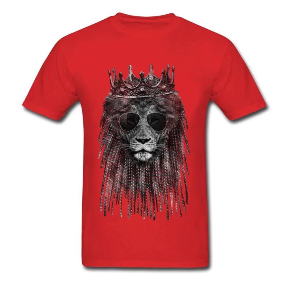 LION is KING Top T-shirts for Men Unique Summer Fall Tops Tees Short Sleeve Coupons Casual Tee Shirt O-Neck 100% Cotton LION is KING red