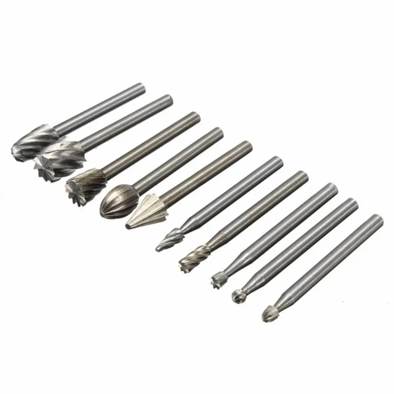 

10Pcs HSS Routing Router 3.175mm Bits Burr Milling Cutter For Dremel And Rotary Engraving Machine Tools Accessories