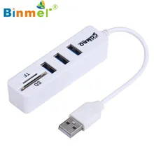 Binmer мода 2 в 1 комбо супер скорость USB 2,0 3 порта разветвитель концентратор+ USB кардридер Sep 15