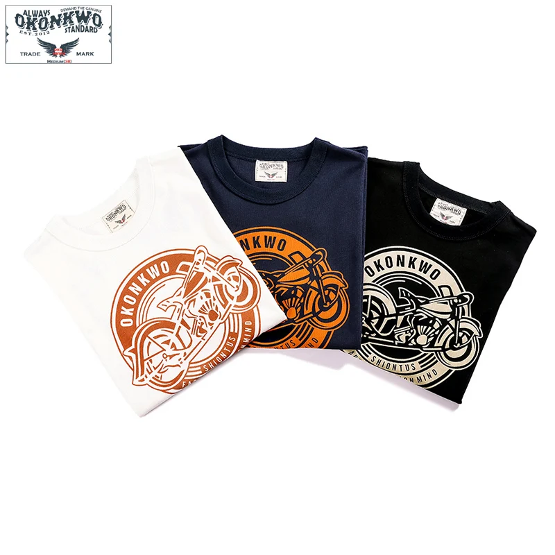 

2019 Summer Motorcycle Printed Tshirt Men Moto Style Fashion T-shirt Heavy Cotton Mens Tee Streetwear Brand Clothing for Men