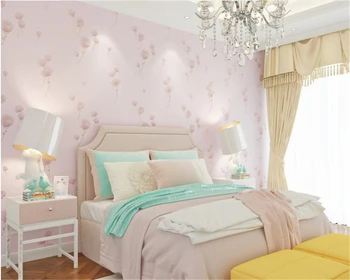 

beibehang Simple bedroom warm garden wallpaper Dandelion purple pink marriage room background wall papers home decorpapier peint