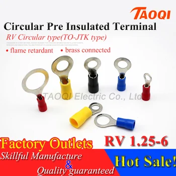 

1000pcs/pack RV1.25-6 Circular Pre Insulated Ring Terminals Cable Wire Connectors Electrical Crimp Round shape Cold Terminals