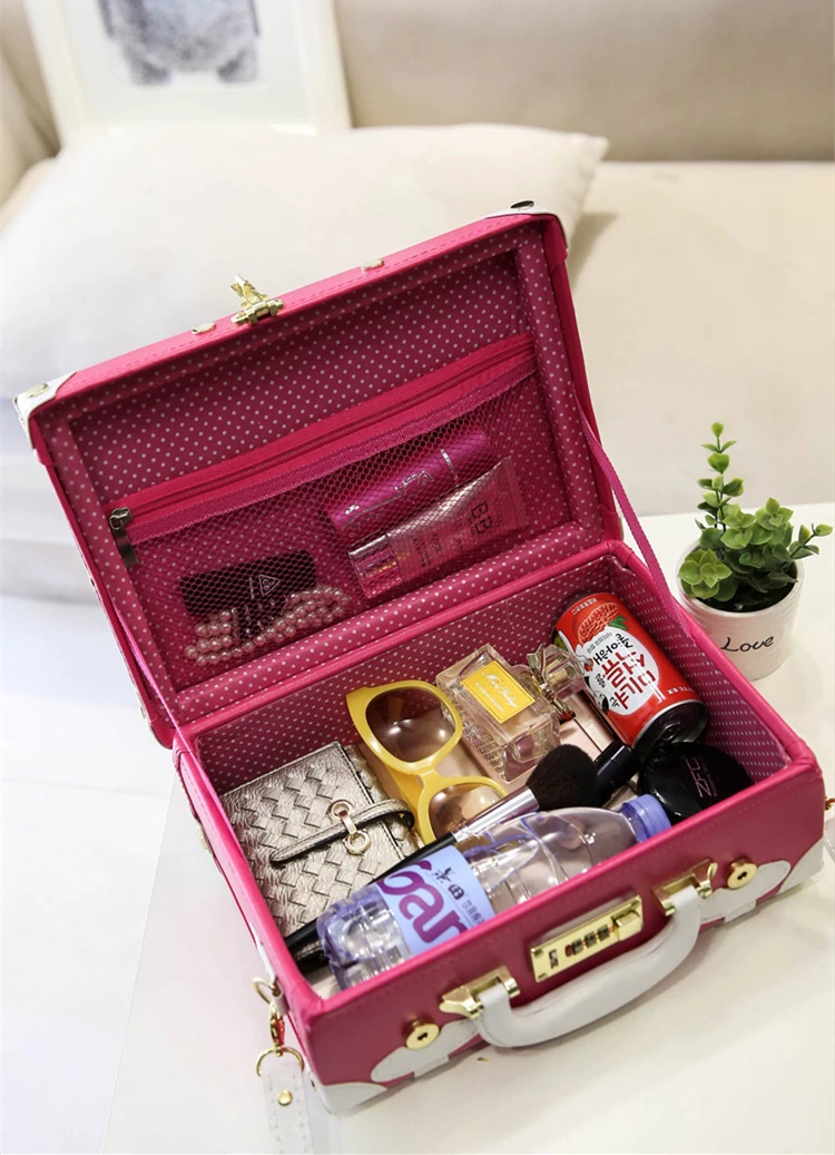 Travel tale платье высокого качества для девочек Искусственная кожа тележка для багажа комплект с сумкой, прекрасный полный розовый винтажный чемодан для женщин, чемодан в стиле ретро подарок