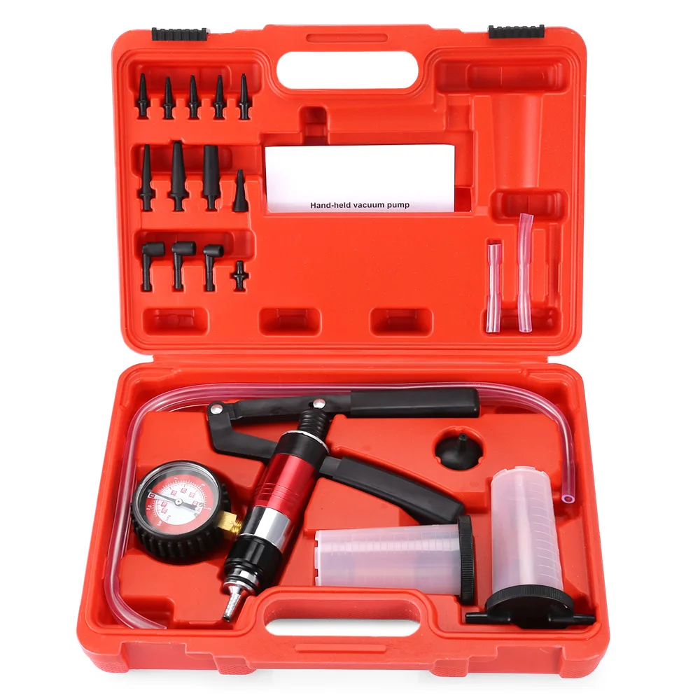 

Original Pressure Pump Tester Kit Hand Held Vacuum Pump Brake Bleeder Set for Car test