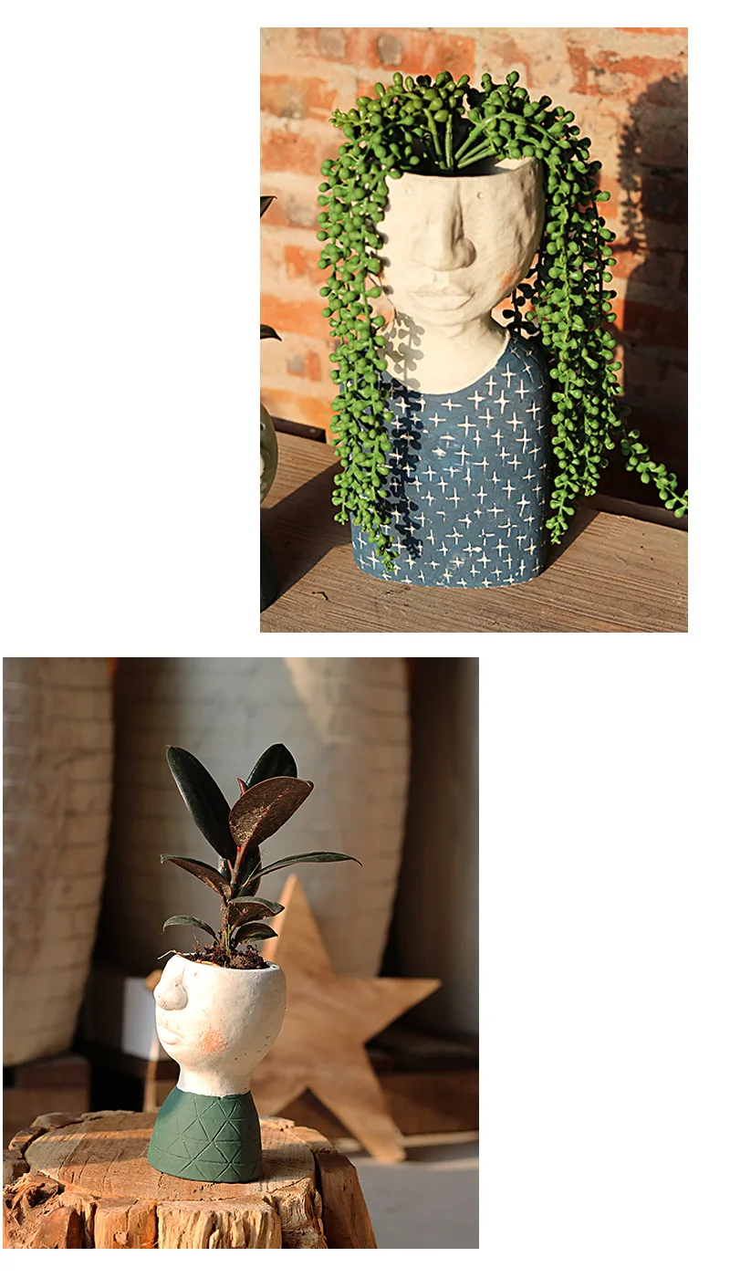 Happy Home художественный портрет цветочный горшок, скульптура, орнаменты, креативная Цветочная ваза в горшках, декоративные садовые цветы, Креативный цветочный горшок