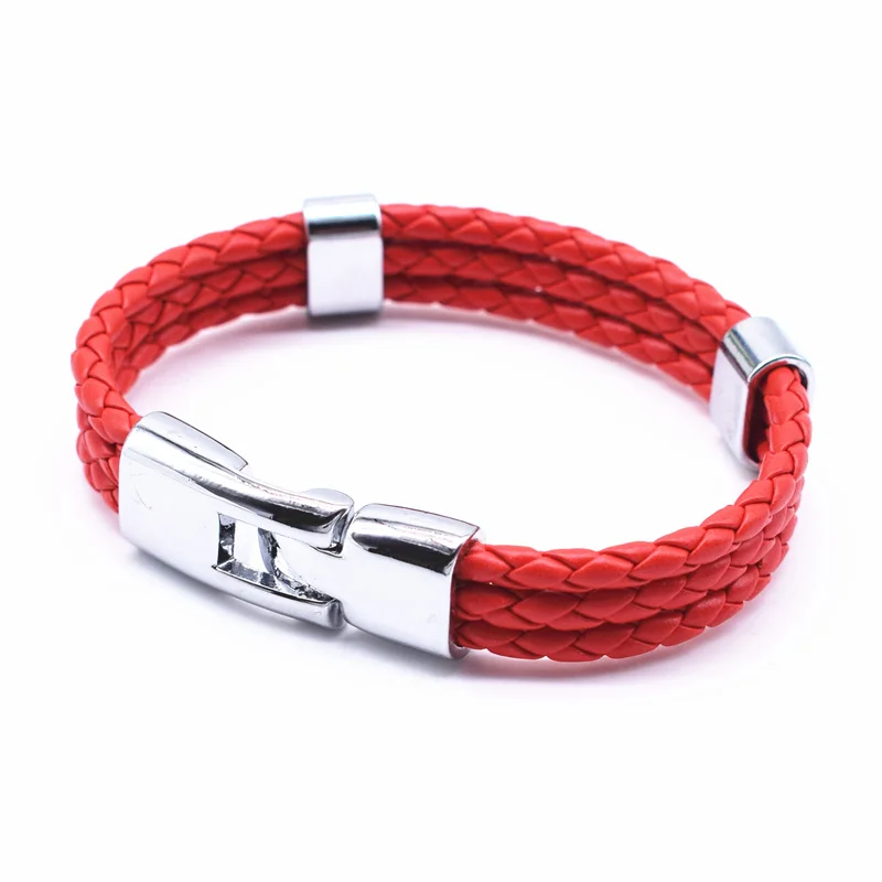 Мода унисекс ювелирные изделия Красный браслет 3 слоя из плетеной кожи, ручной работы веревка для мужчин и женщин ручной ремешок браслет