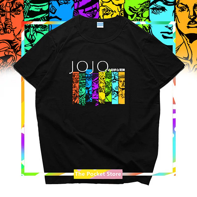 

JoJo's Bizarre Adventure Women 100% Cotton Tshirt Kujo Jotaro Harajuku Streetwear Anime Couple Clothes Tee Shirt Lovers Tops 3XL