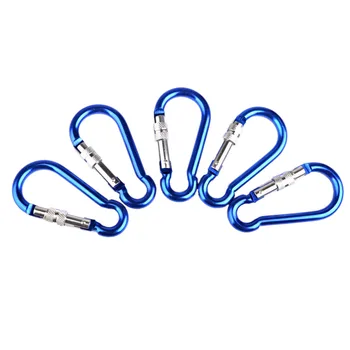 

5 Pieces Aluminum Carabiner Key Ring (Blue)