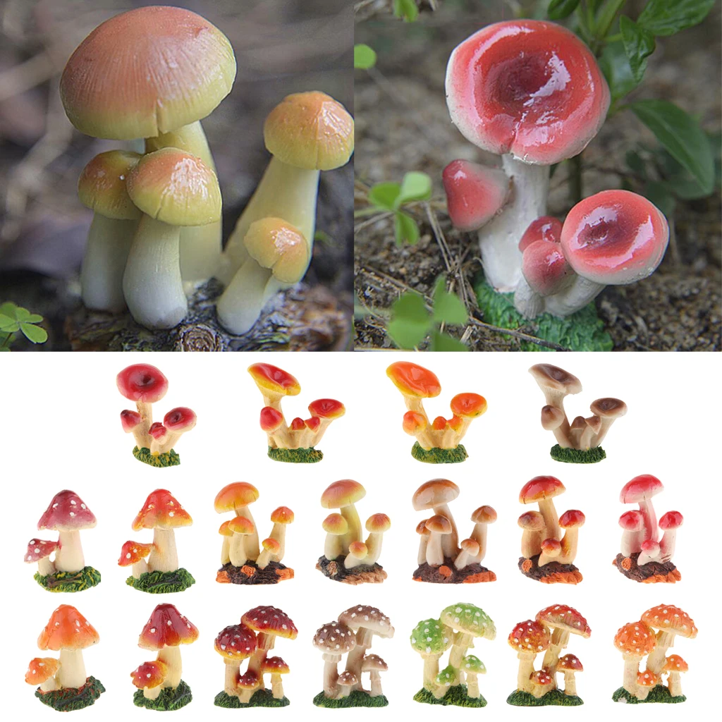 Fairy Garden Decor Mushroom Statue Fairy Miniature Figurines Resin Craft for Home Decor Garden Ornament Microlandschaft Supplies