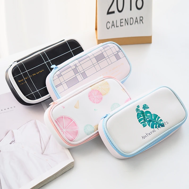 

2019 Korean Summer series Kawaii Pencil Case School Storage Bag Cute Stationery Canvas Supplies Large Capacity Multi-function