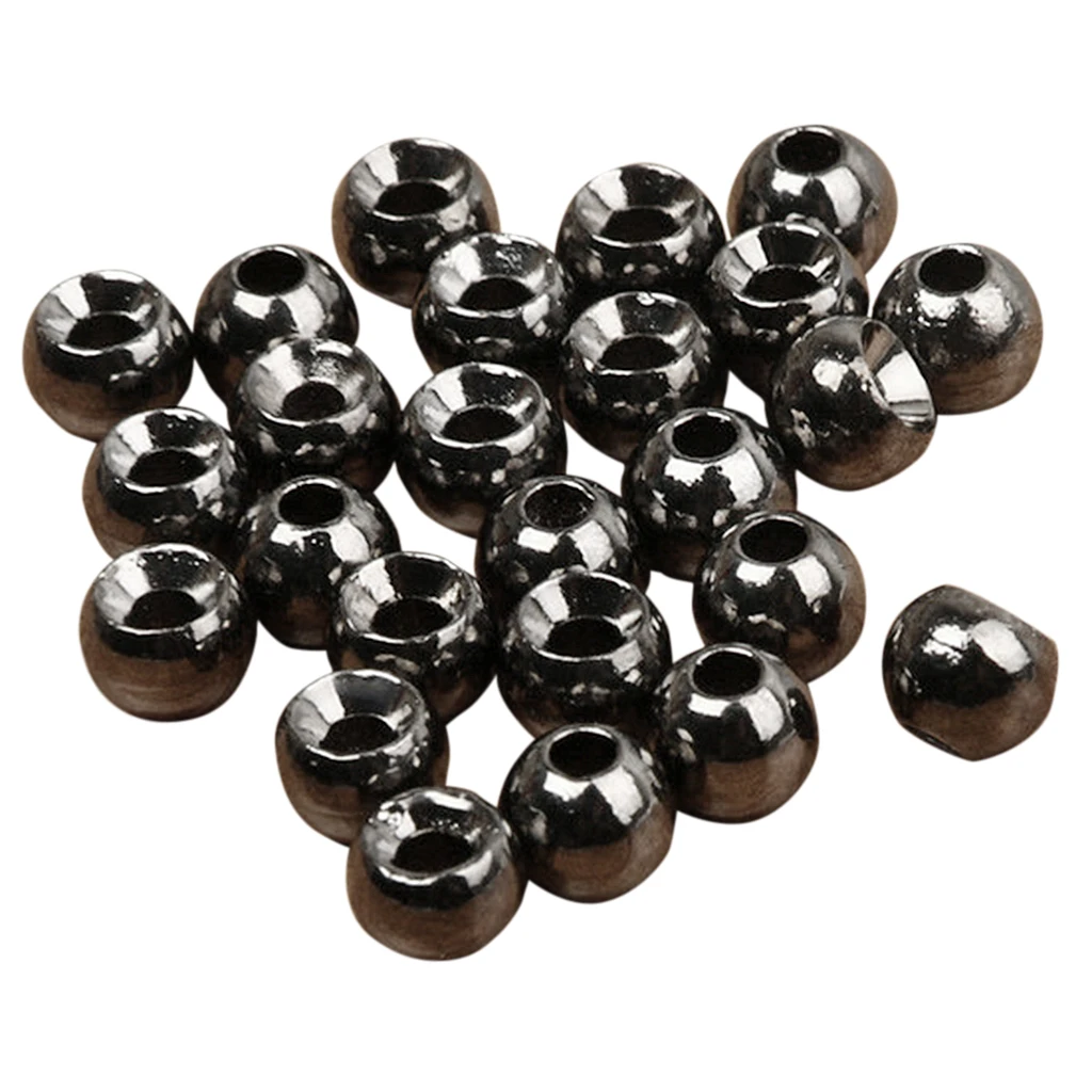 50pcs Tungsten Slotted Tying Beads Nymph Head Ball Beads Gold & Black Fishing Accessories Senuelos de pesca leurres de peche