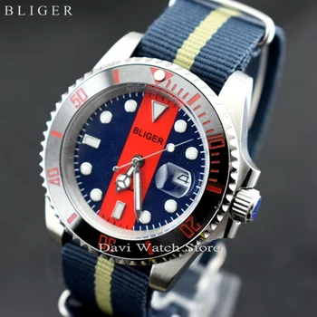 

BLIGER 40mm Ceramic Bezel Luminous sapphire automatic Date Day mens watch