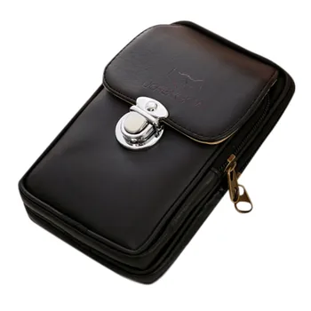 

Men Simple Retro Versatile Casual Fanny Waist Bag Double-deck Cellphone Belt Wallets Waist Packs Phone Leather Chest #T1P