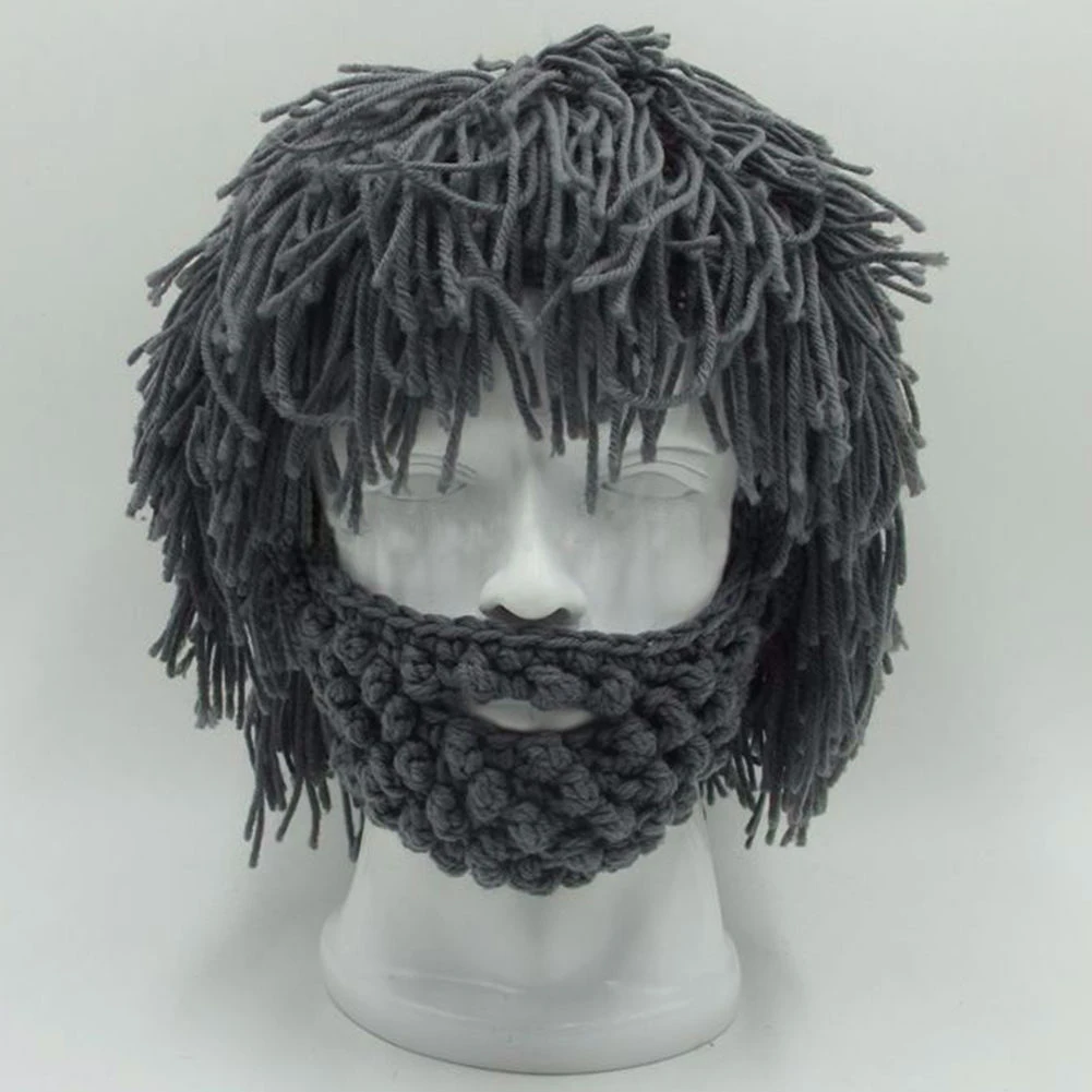 

Cool Gifts Beard Hats Handmade Knit Warm Winter Caps Halloween Funny Party Beanies for Mad Scientist Caveman Men Women BBYES