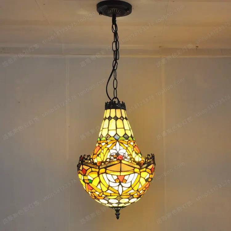 

American Crystal factory outlets Tiffany glass chandelier lighting color creative retro antique shop cafe bar staircase lighting