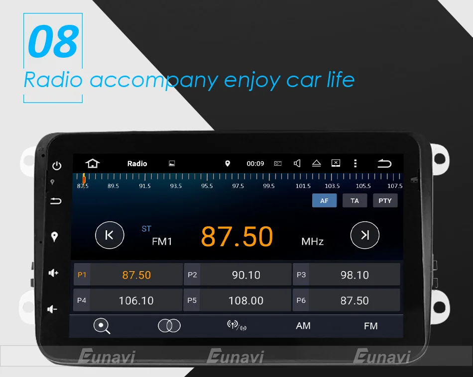 Eunavi 2 din 8 ''Android 9,0 Восьмиядерный автомобильный dvd-плеер gps Navi для VW Golf MK6 5 Polo Jetta Tiguan Passat B6 5 CC Skoda Touran