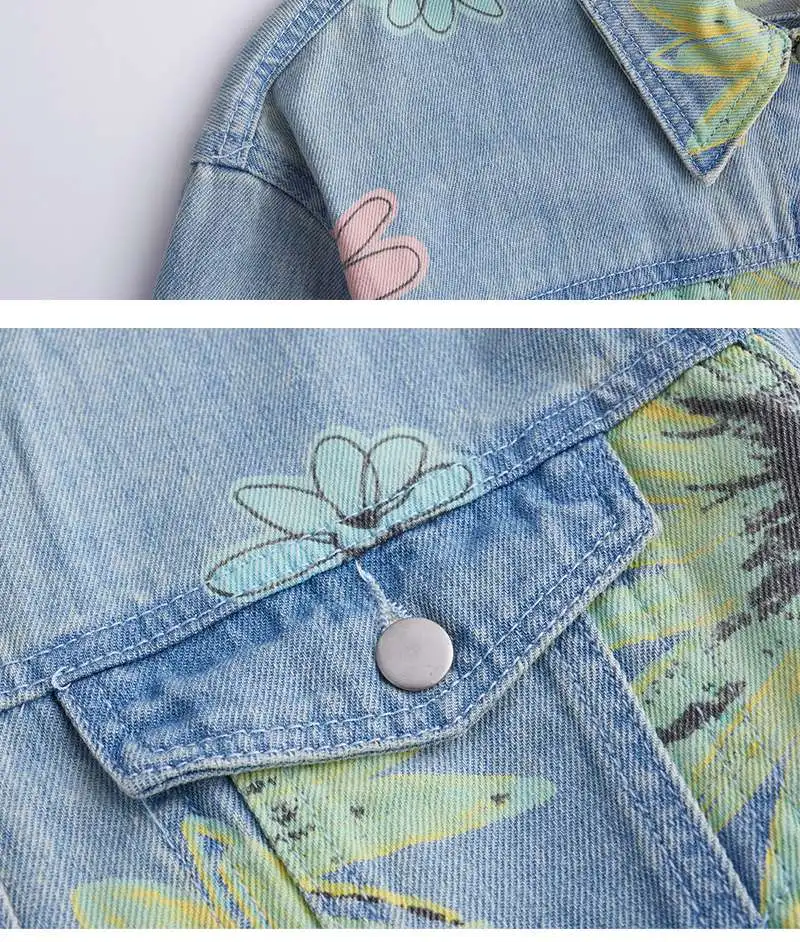 Girls Floral Print Jeans Jacket G2109-19