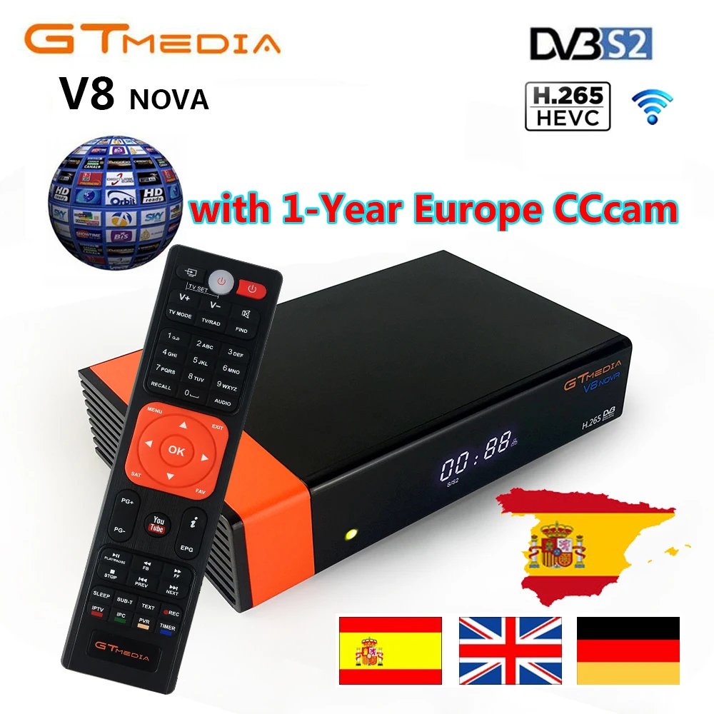 V8 Nova Satellite Receiver GTmedia V8 Nova HD 1080P Europe Clines for 1 Year Spain Built Wifi Dongle TV Box Same as V9 Super V8 Nova Satellite Receiver GTmedia V8 Nova HD 1080P Europe Clines for 1 Year Spain Built Wifi Dongle TV Box Same as V9 Super