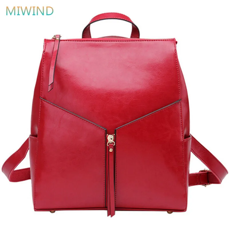 

MIWIND 2016 Designer Brand Fashion Women Genuine Leather Backpack Preppy Style Mochila Feminina Quality School Bags GB041