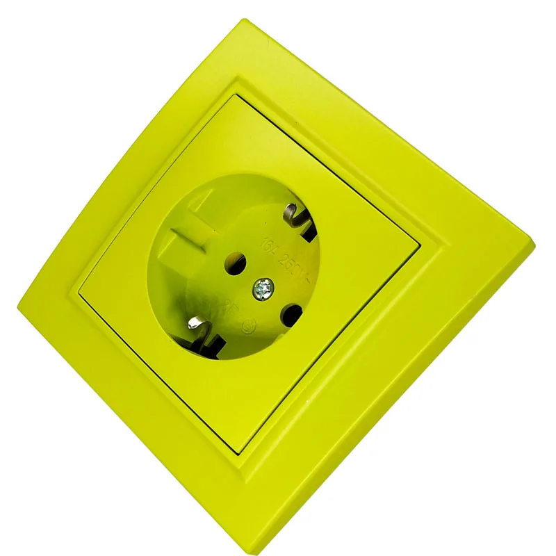 Розетки Горячая европейский стандартный стены разъем адаптера выход желтый зеленый цвет 16A 250 В EP-08