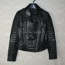 Фабричная одежда из натуральной кожи, женская маленькая верхняя одежда из овчины, тонкая куртка с отложным воротником, куртка из овчины, мотоциклетная куртка