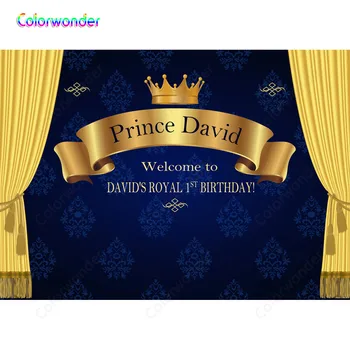

Colorwonder Photography Background 7x5ft Vinyl Birthday Background Custom Name Baby shower Crown Newborn Studio Photo Background