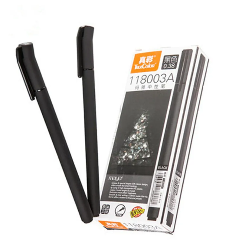 

12pcs Maya Gel Pen Black Ink 0.38mm Needle Tip Gel Penseel for Writing the Office and School Supplies Material Escolar Wholesale