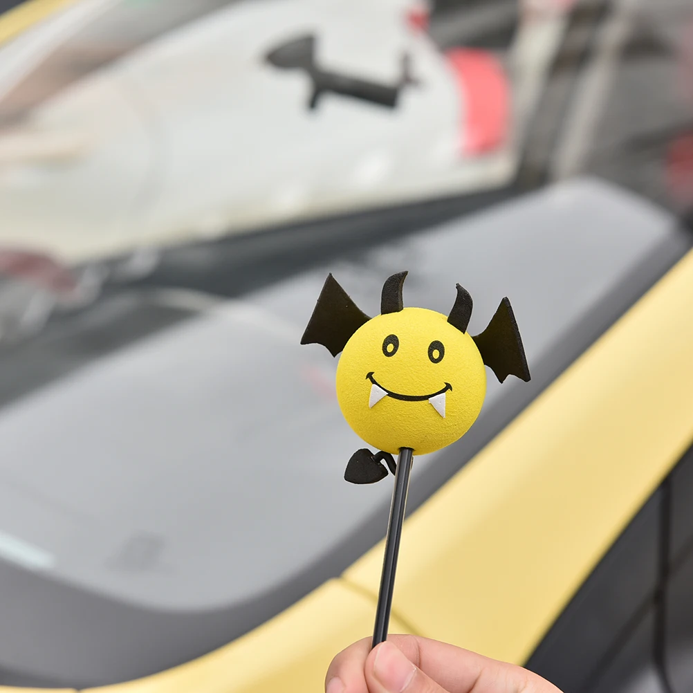1X Yellow Devil Antenna Topper Eva Decorative Car Topper Balls KW 