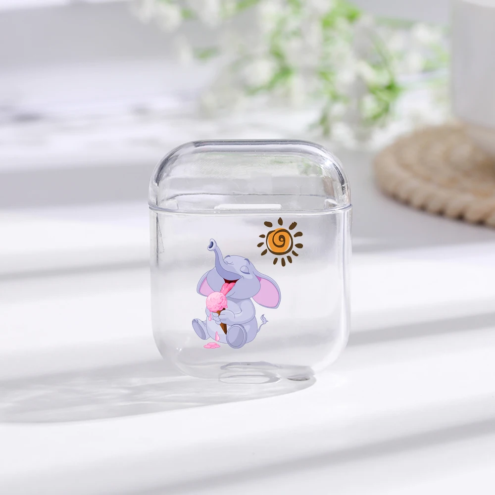 

Elephant Transparent Cases For AirPods Case Cute Cartoon Pattern Protective Cover Bluetooth Wireless Earphone Case For Airpods