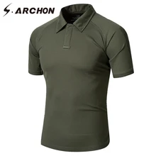 S. ARCHON летняя камуфляжная рубашка поло в стиле милитари, Мужская Повседневная дышащая ткань, тактические рубашки поло, тонкие быстросохнущие камуфляжные поло