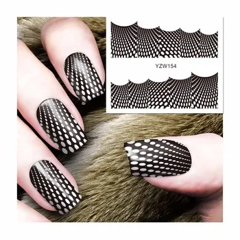 WUF 1 Sheet Water Transfer Foils Nail Art Sticker Full Black Snakeskin Design Water Decals Nails Decorations Tools Sticker 154