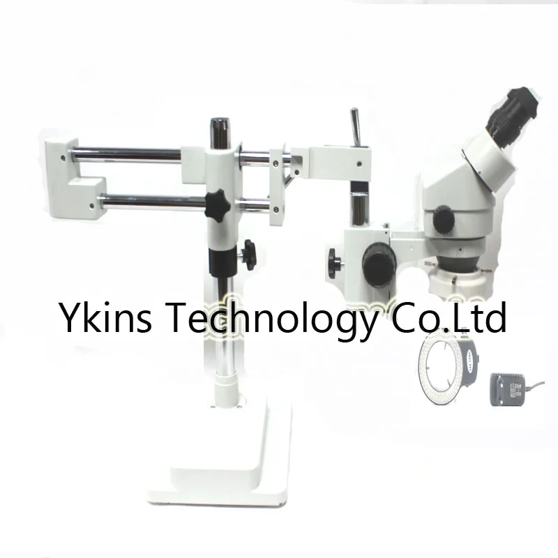 

7X-45X double Arm Boom Stand Binocular Stereo Zoom Microscope Electric Industry Solding Microscope with 56 led rings ligths