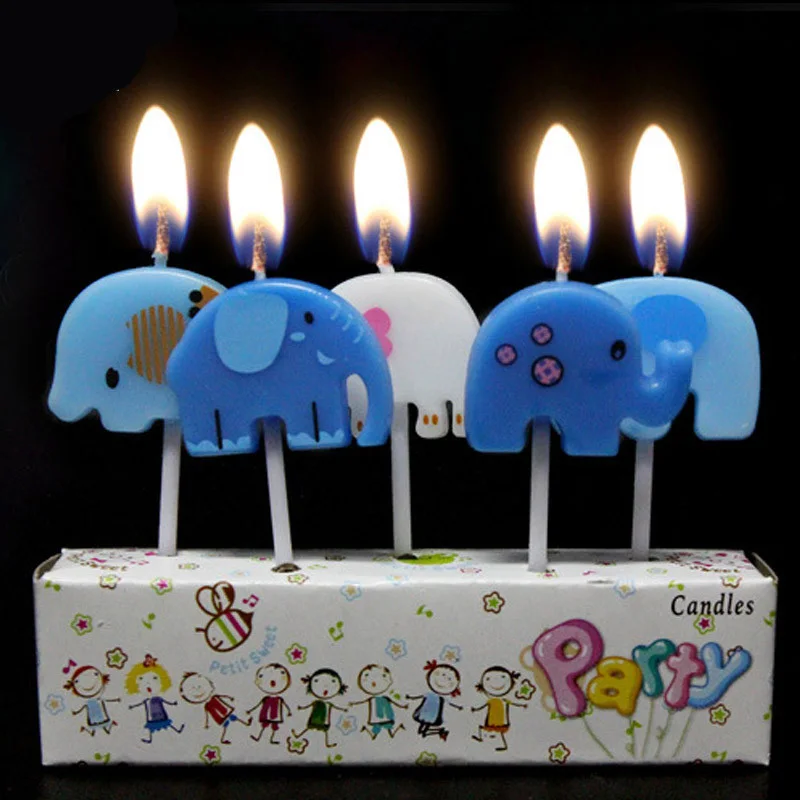 5 Pieces Colore Elephant Lion Hibou Poulet Princesse Theme Enfants Anniversaire Bougie Gateau Decoration De Gateaux Decoration Aliexpress