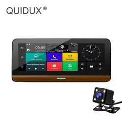 QUIDUX 4 г Android ADAS 8 "Видеорегистраторы для автомобилей gps навигации 1080 P тире Камера Двойной объектив автомобиля видео Регистраторы Bluetooth, Wi-Fi