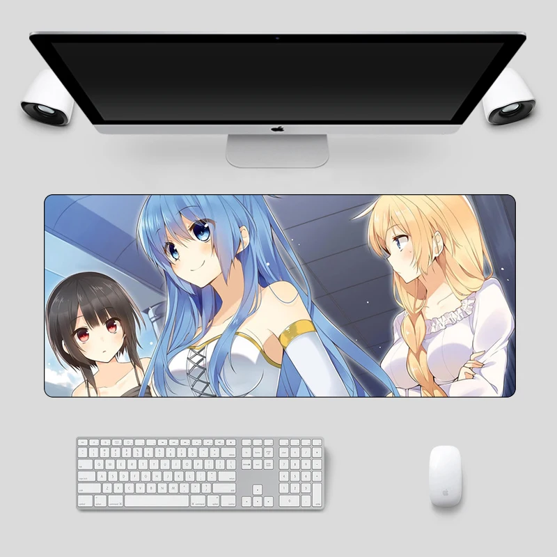 Large 70x30cm Japan Anime Konosuba Mouse Pad Laptop Desk Mouse Mat Locking Edge Rubber Computer Speed Gamer Gaming Mousepad
