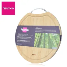 FISSMAN бамбуковый разделочный блок с железной ручкой, Экологичная разделочная доска