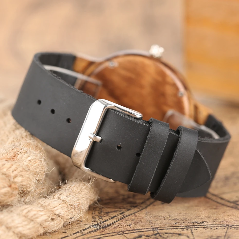 2017 TOP Minimalist Handmade Wooden Quartz Watch Mens Black Simple Analog Wrist Watch Fashion Male Sports horloges mannen 2018 (10)