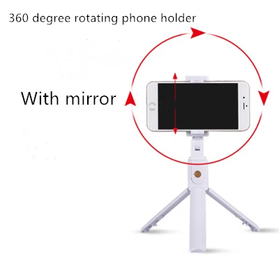 Antscope 3-в-1 Беспроводной селфи-Палка с Bluetooth для iPhone, Android складное ручное держание монопод дистанционного ткацких выдвижной мини - Цвет: Add mirror to rotate