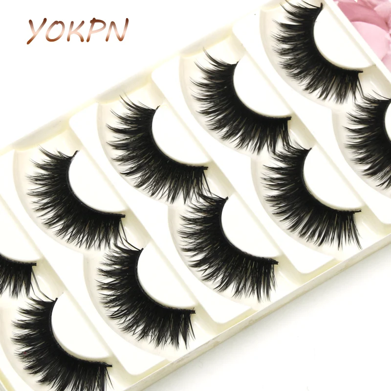 

YOKPN Pure Hand Cotton Thread Fake Eyelashes Exaggerated Thick Messy Soft Long Eye Lashes Smoke Makeup Tapered False Eyelashes