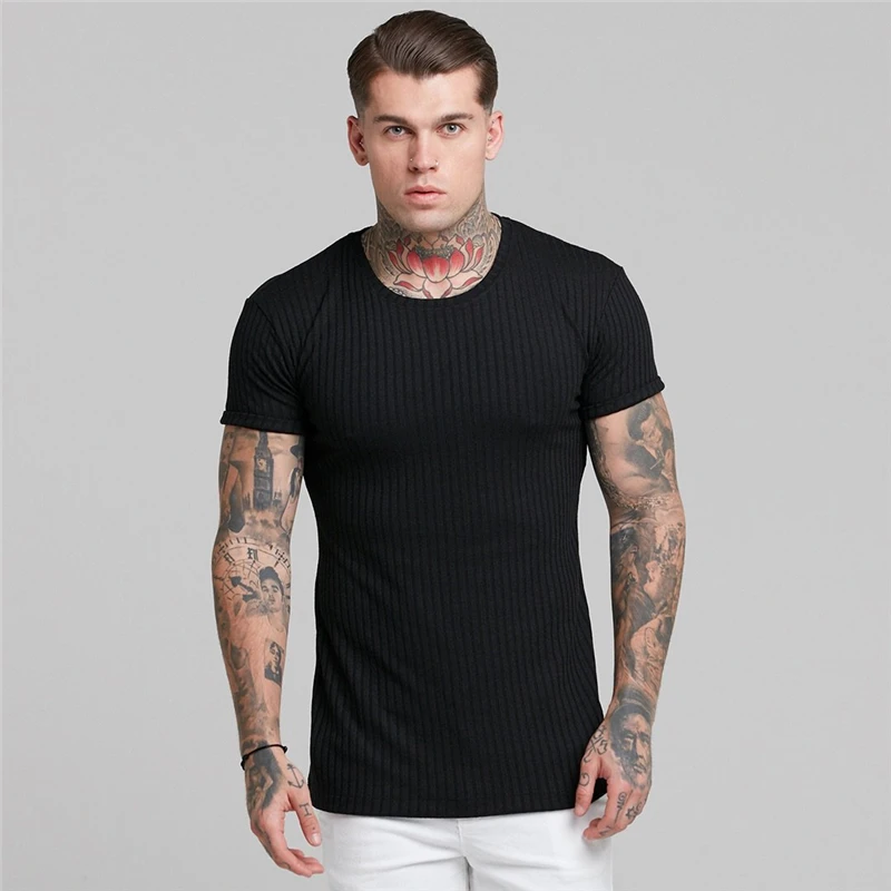 

New Fitness Running T Shirt Men Sport Knitwear Gym T-shirt Elastic Short Sleeve Sweater Sportswear Bodybuilding Training Tshirt